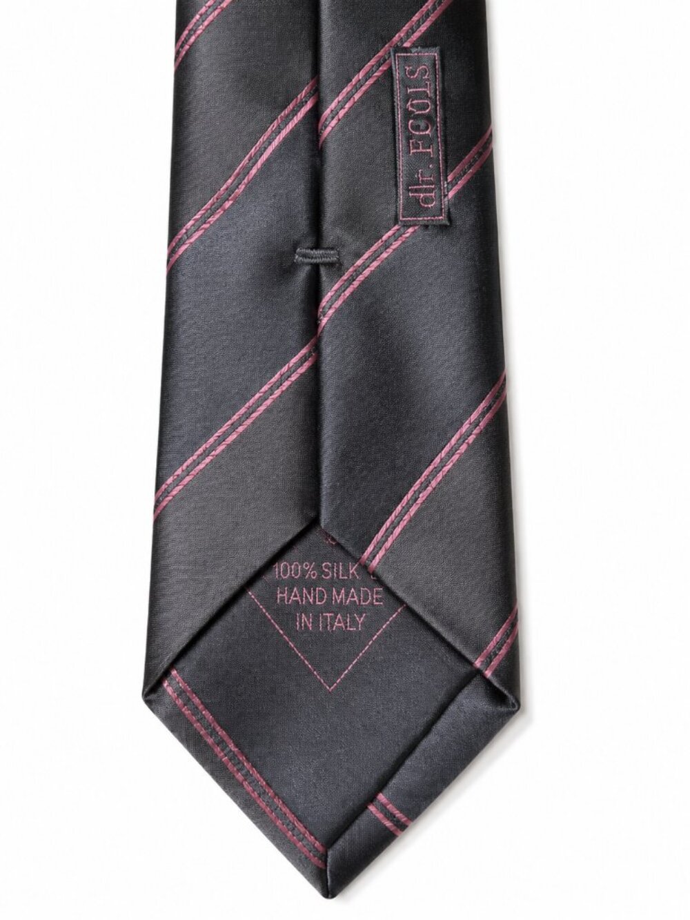 Brioni 100% Silk Gray Pink Stripe Tie - Picture 2 of 6